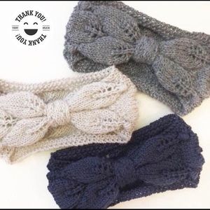 Hand knitted. Ear warmer/wrap. Pin-up style lace headband. Acrylic/wool!
